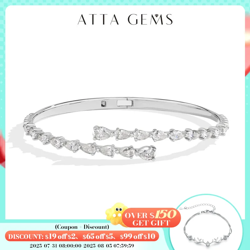 

ATTAGEMS Moissanite Snake Bracelets S925 Silver for Women Men Original Design Wedding Anniversary Jewelry Inner diameter 49*59mm