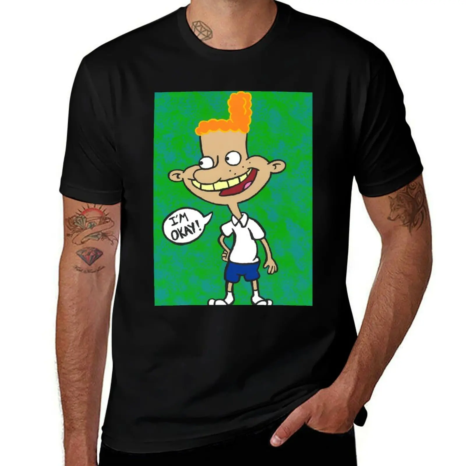 Hey Arnold Eugene Hand Painted Nickelodeon 90s T-Shirt cotton t shirts high quality T-Shirt