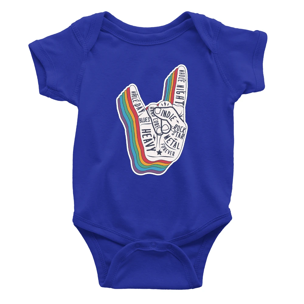 Rock Roll Mode Baby Körper Jungen Onesies Teufel Hörner Druck Punk Harajuku Neugeborene Kleidung Kurzarm Infant Kleinkind Bodys