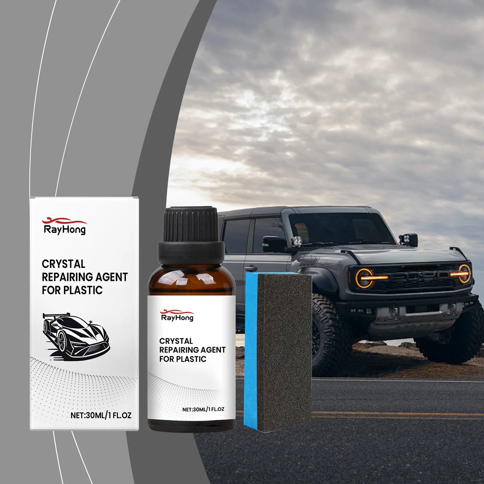 Rayhong 30ml Automotive Plastic Coating Agent Protective Coating Agent Plastic Refurbishment Gloss Maintenance Coating Agent Set