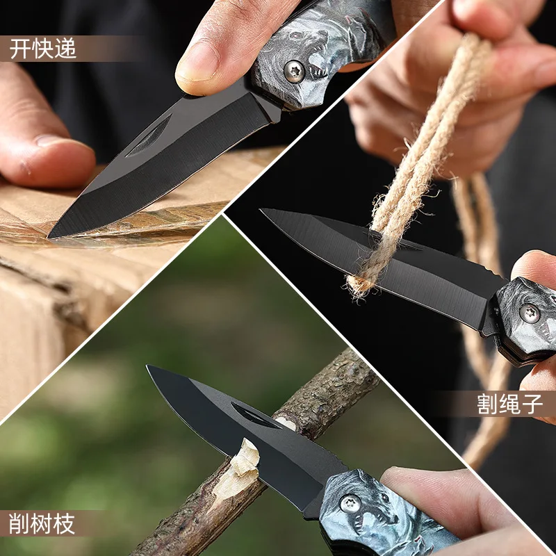 Outdoor stainless steel knife camping folding knife multi-functional portable high hardness mini fruit Survival knife