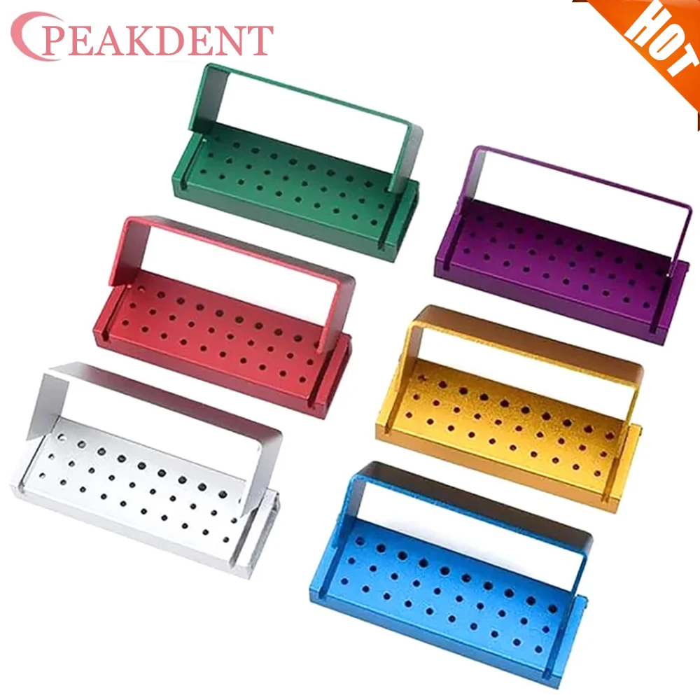 

1pcs Aluminium Dental Burs Drill Disinfection Block 30 Holes FG Bur Sterilization Holder Autoclavable Dental Strawberries Box