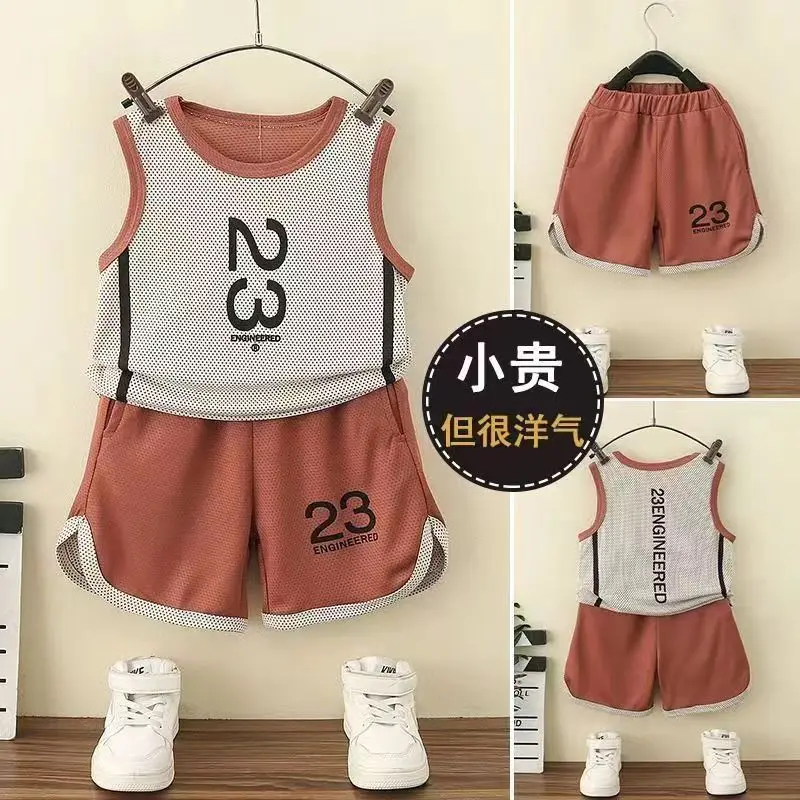 Boys Tank Top Set 2023 New Fashionable Baby Summer Quick Drying Clothes Tide Childrens Raspy And Handsome Sports Two Piece Set