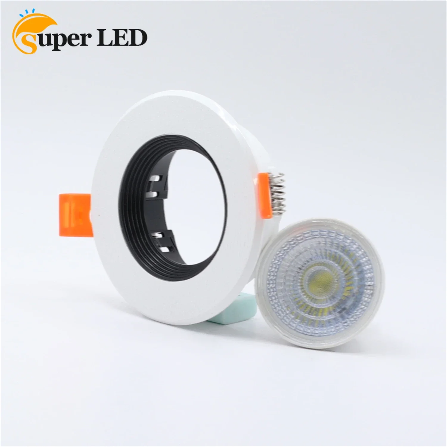 Plastic Round White Inner Black Lighting Accessories Led Spot Light Frame Holders Lamp Fittings Led Ceiling Downlight Fixture