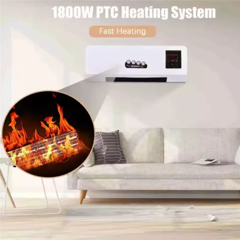 UNCL التدفئة الرياح القوية 2 في 1 سخان مروحة شاشة ديجيتال توقيت الحائط سخان الفضاء للمنزل مكتب عنبر #4