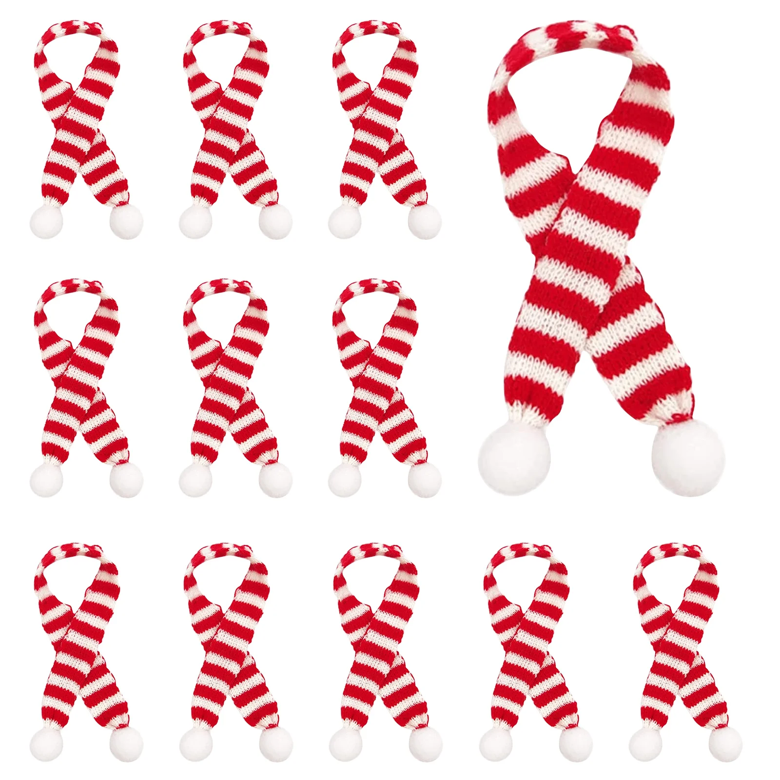 12 Pcs Mini Christmas Scarf Tree Xmas Party Ornament for Bottle Toy Man Cover