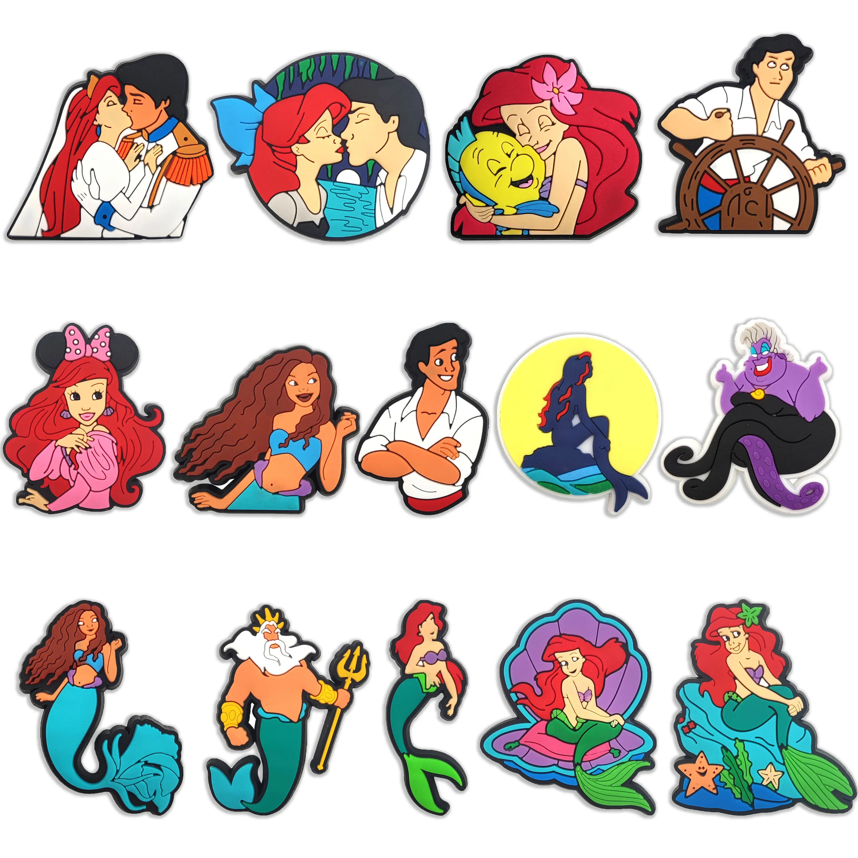 Cartoon Mermaid Character Shoe Charms PVC Removable Ornaments Cute Sea‑theme Figure DIY Decor Hole Garden Clog Shoes Accessories