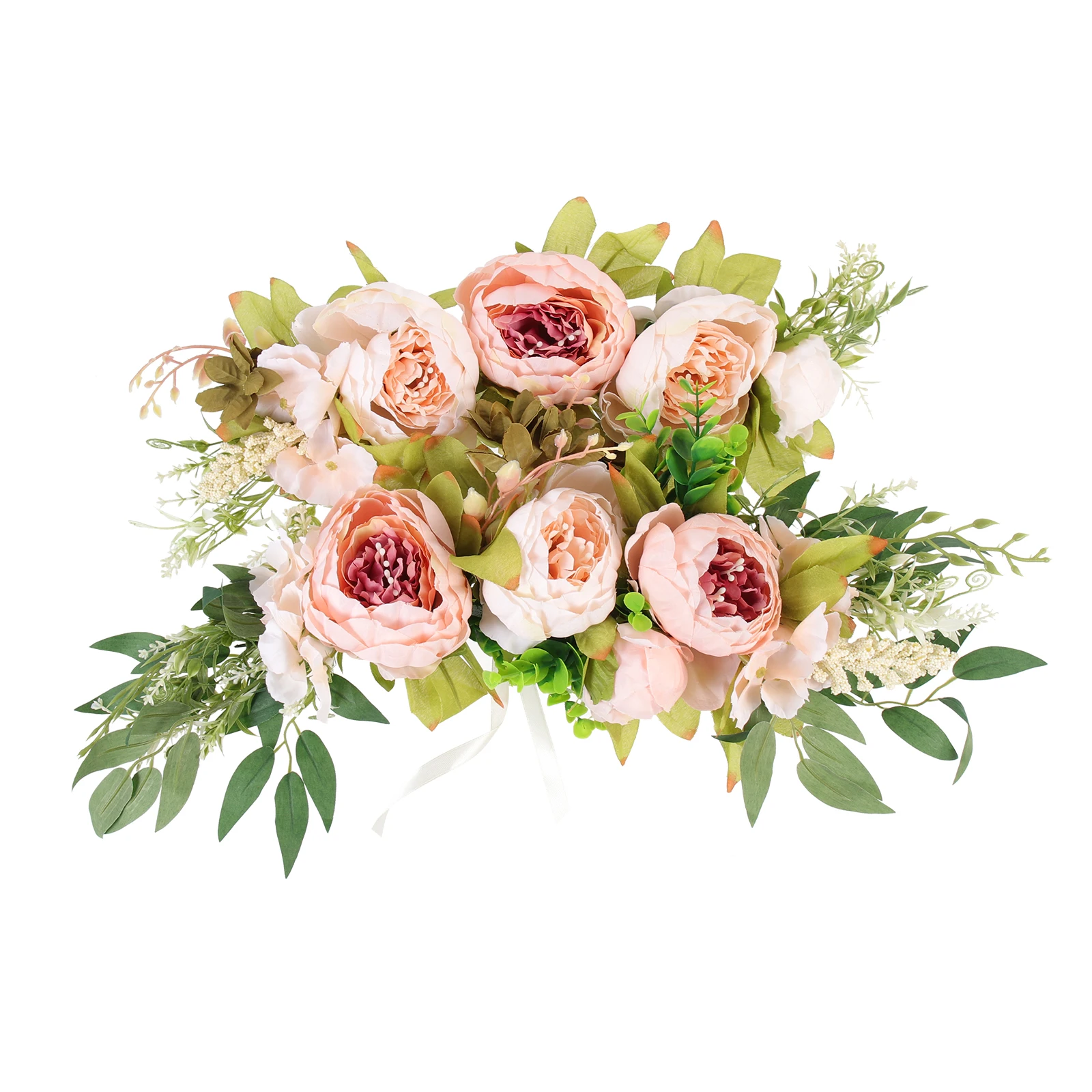 

2 Pcs Car Simulated Mirror Flower Wedding Decor Silk Cloth Faux Garland Floral Swags