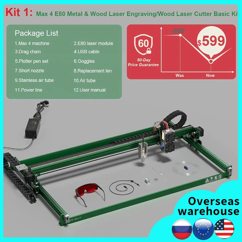 NEJE Max 4 80/120W A40640/E40/E80 Engraving Cutting Machine 4-Axis Industrial Laser Engarver Cutter High-Efficiency Pulse Energy