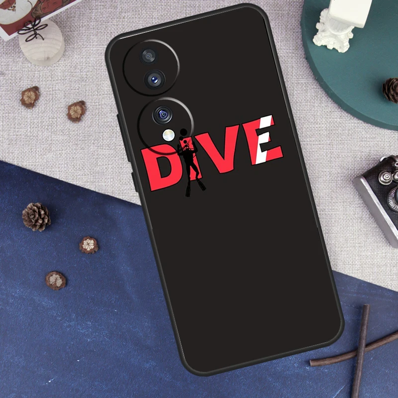 Dive Scuba Diver Shark Diving Phone Case For Honor 90 Magic 5 Lite 70 50 Honor X8 X6 X7 X9 a 9X 8X Magic 5 Pro Back Cover