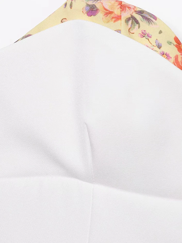 ملابس نسائية صيفية جديدة على الطراز الأوروبي والأمريكي مطبوعة بخياطة مرنة وحمالات علوية وشاح حريري وحزام شورت غير رسمي