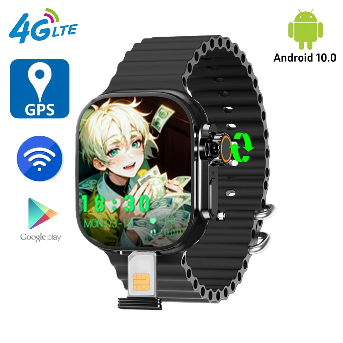 Newest S10 Ultra 3 Smartwatch Android 10.0 CPU 10 Core 180° Rotary Camera App Download GPS WIFI Amoled Smart Watch Global Call