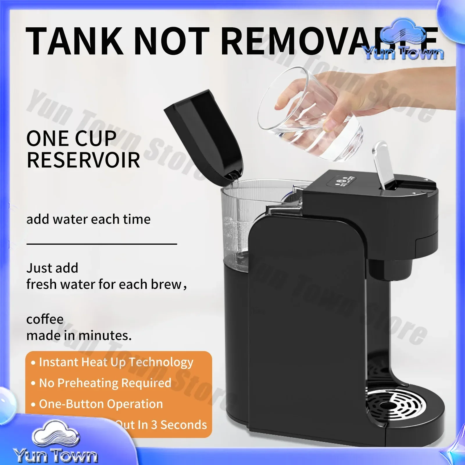 350ML Large Water Tank Multi-functional American Capsule Coffee Machine Steam Automatic Coffee Machine, Household Mini Small