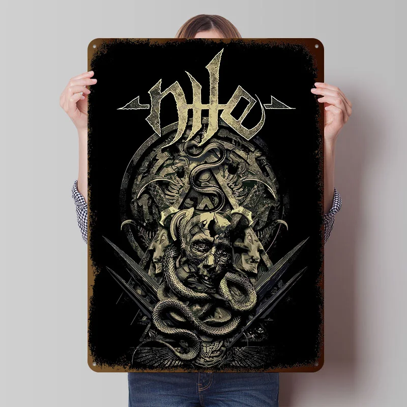 Dark Occult Symbolism With Snake Nile Metal Poster Custom Wall Art Retro Vintage Tinplate Signs for Bathroom Decor Room House