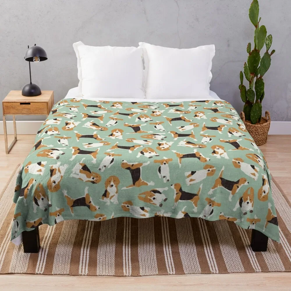 beagle scatter mint Throw Blanket decorative For Baby sofa bed Blankets