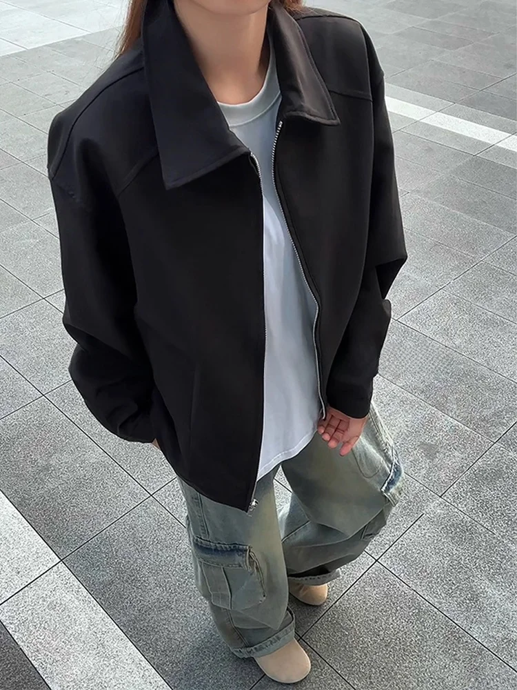 Cleanfit American Sle ort Coat Jaet Men's Faionable Versatile Flip Collar Autumn Outerwear Casual Loose Fit