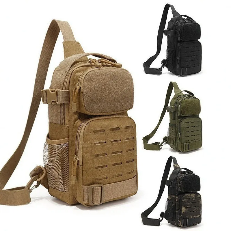 ‌Military Tactical Sling Bag Large Capacity Laser-Cut Chest Rig for Cycling Wilderness Water-Resistant Crossbody Bags