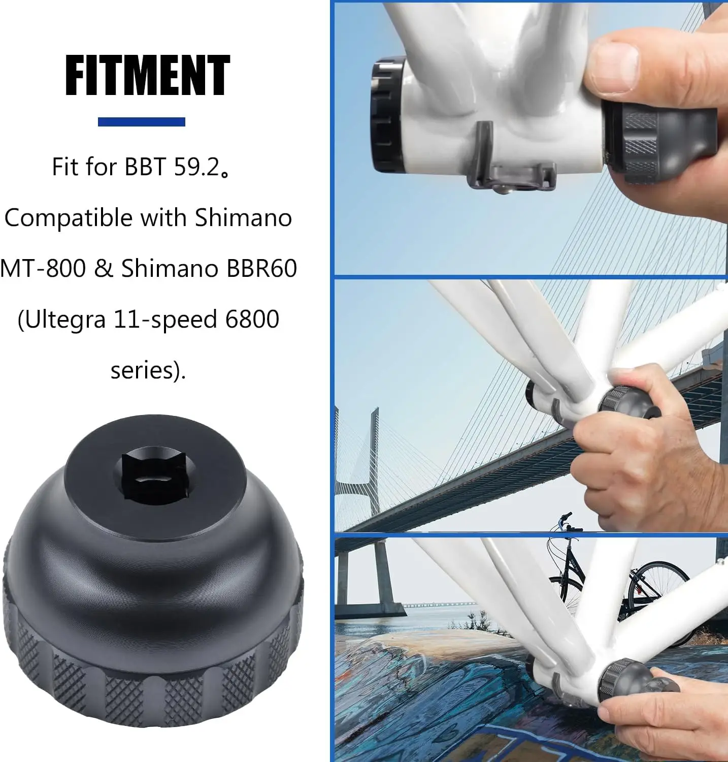 BBT-59.2 Bottom Bracket Tool 16-Notch Bottom Compatible with Shimano BBR60, MT-800, etc.-Black