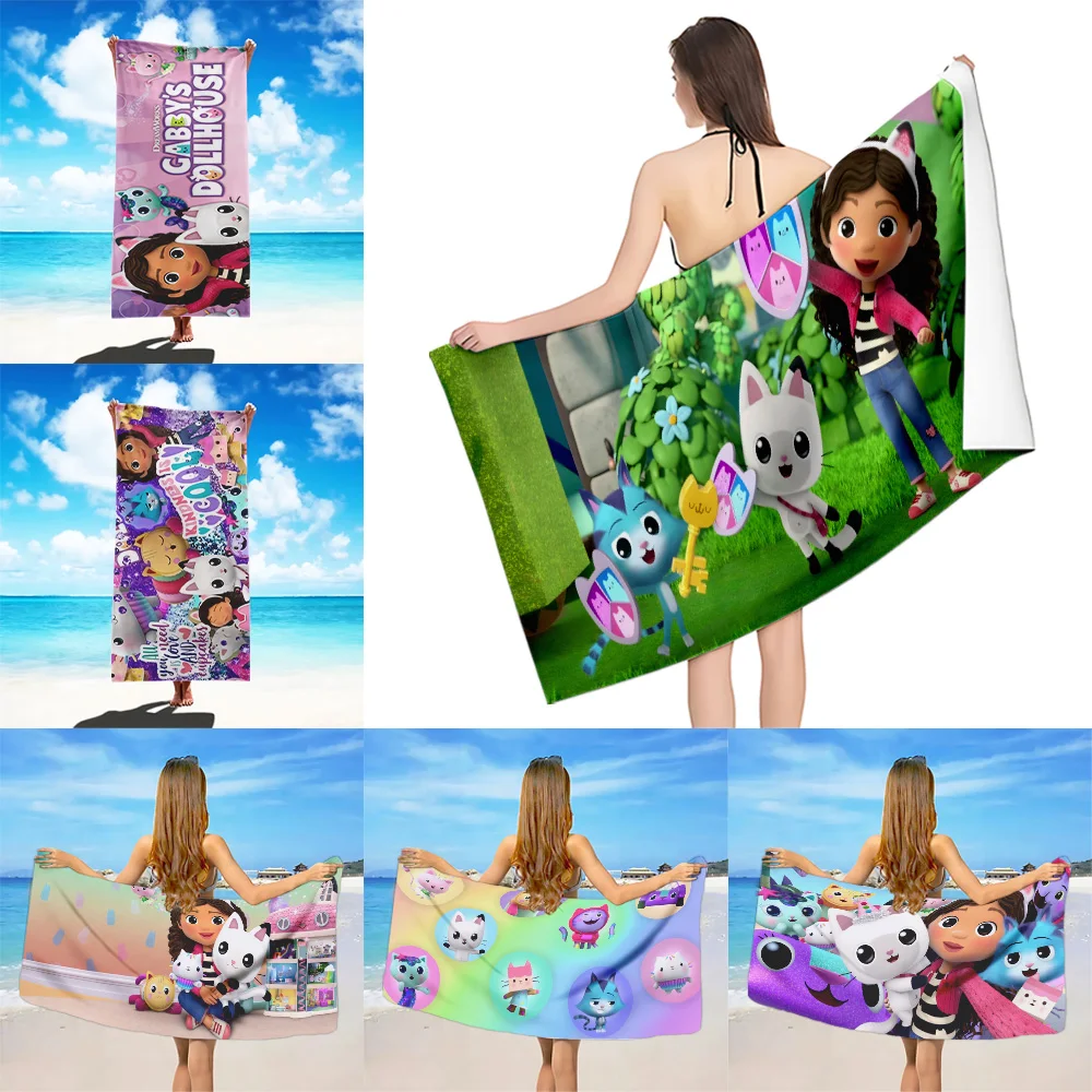 

Cartoon Beach Towel Microfiber Sand Free Quick Dry Soft Sandproof Pool Towels for Gabbys Kawaii Women Travel Gym Shower Camping