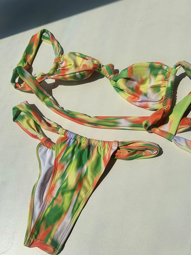 Miyouj Tie Dye stroje kąpielowe nowe bikini bandażowy strój kąpielowy seksowny strój kąpielowy damskie dwuczęściowe garnitury stroje kąpielowe z