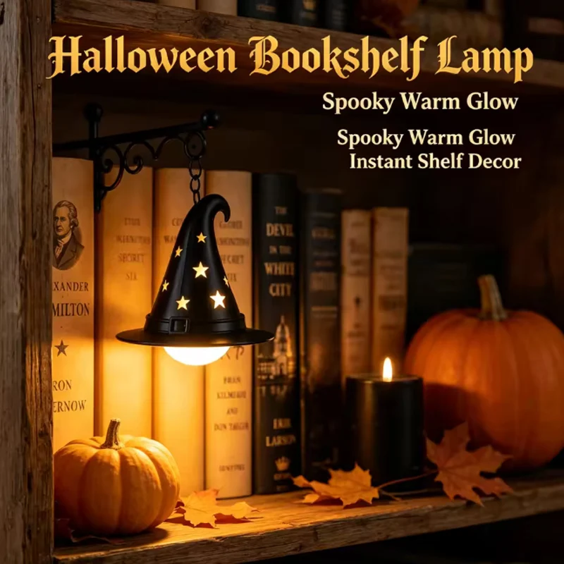 Bookshelf Library Lantern with Warm LED Light Mini Hanging Desk Decor Night Lamp for Home Study Reading Nook Perfect Bookworm