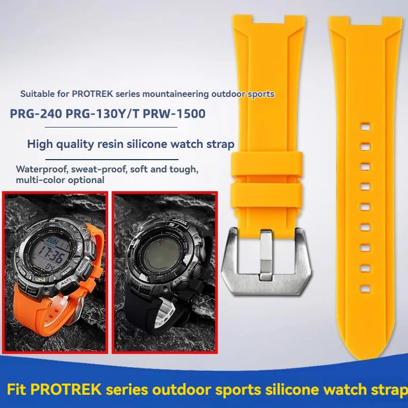 Resin Silicone Concave Rubber Watch Strap For Casio PRG-240 PRG-130Y/T PRW-1500 PRG-130 with Tools Sports Watchband Accessories