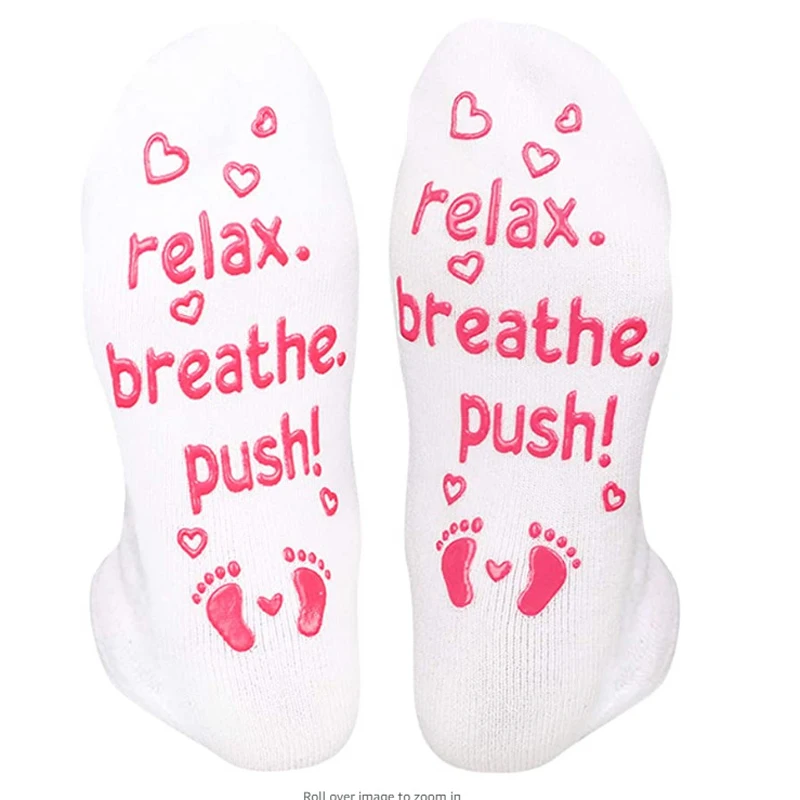 Labor and Delivery Inspirational Fun Non Skid Push Socks for Maternity -\