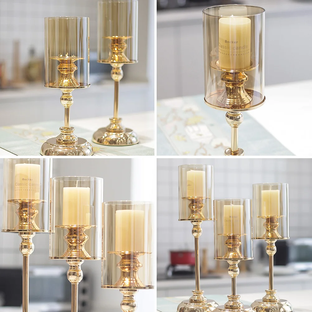 

1Pcs Retro Candlestick Iron Golden Candleholder Elegant Home Decor Romantic Party Bedroom Kitchen Decoration Fashion