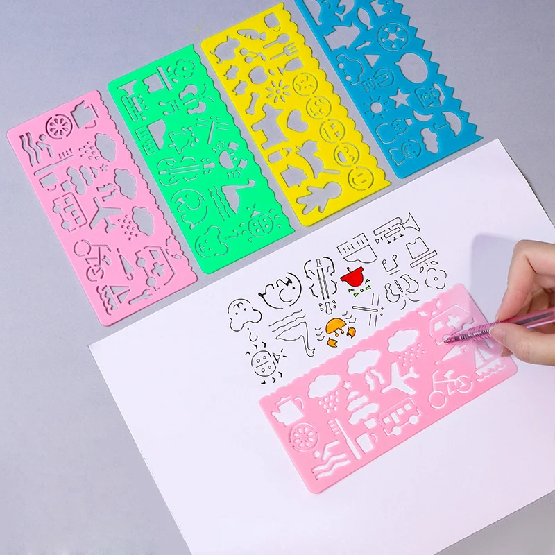 Painting Template Board Plastic Multifunctional Tracer Geometry Ruler Student Drawing Hollow Drafting Tool Learning Art Supplies