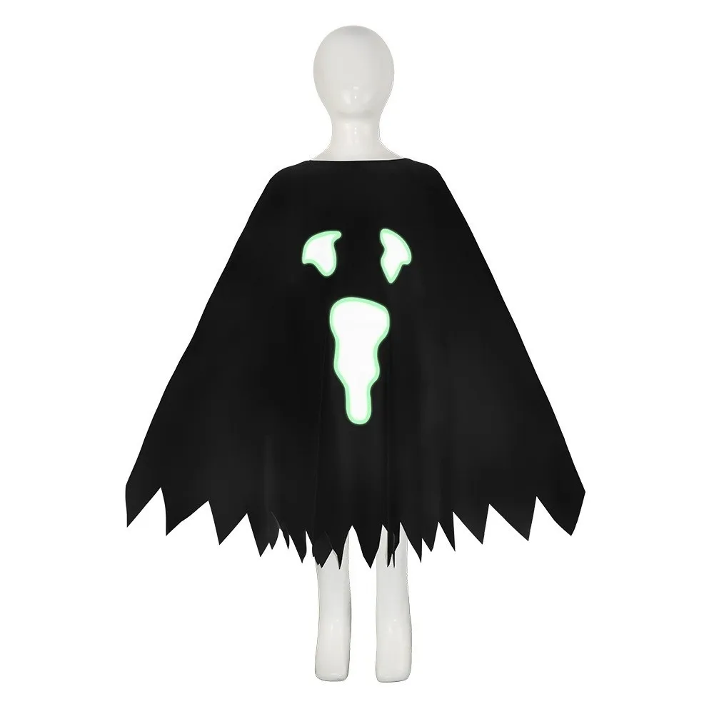 Kleding Prop Gloeiende Ghost Cape Leuke interactie Feestmantel Halloween-kostuum voor kinderen Zwarte losse lichtgevende Ghost-sjaal Kinderen