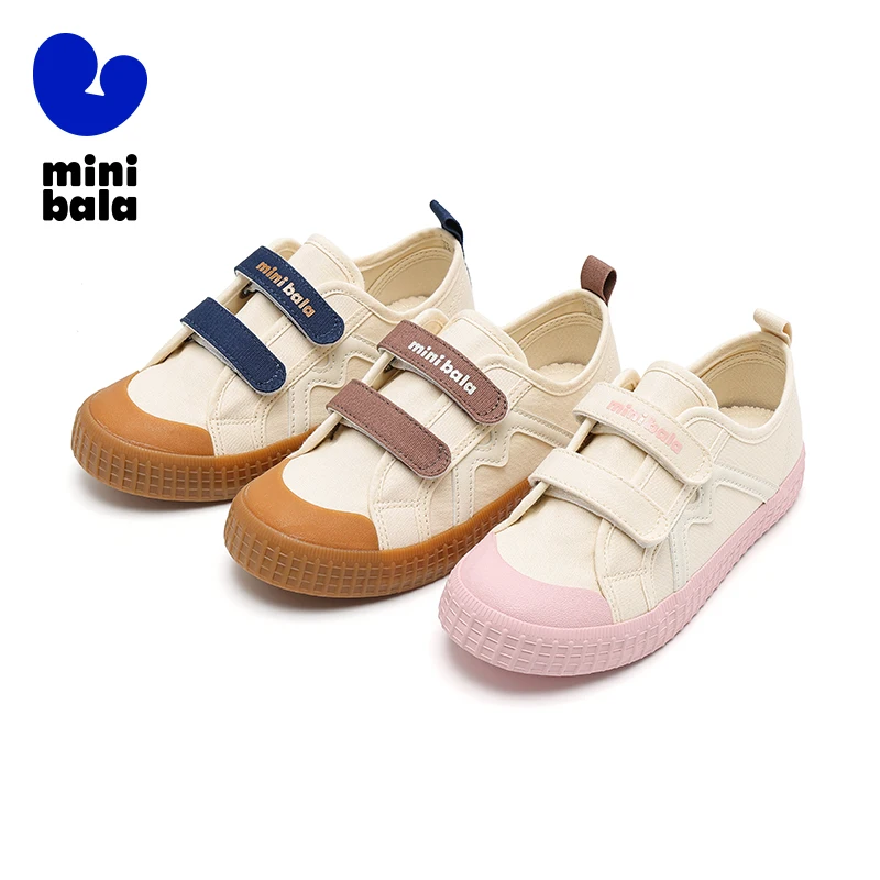 

Mini Balabala Canvas Shoes Kids 2025 Autumn Lightweight Versatile Baby Shoes with Hook and Loop Design