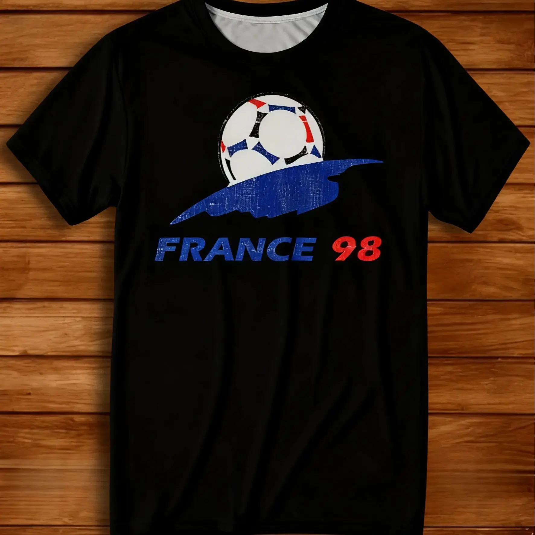 Frankrijk retro voetbal-T-shirt voor heren, 1998, # 98-Iconisch fanshirt, zachte, ademende korte mouwen, ideaal voor collectiegeschenken en dagelijks