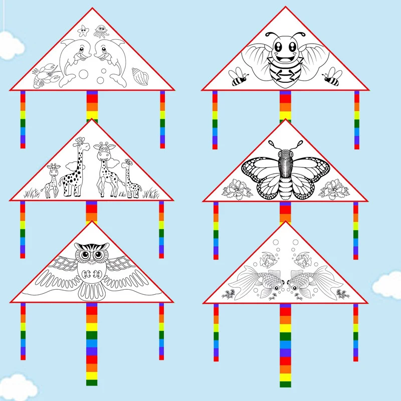 Blank Kite DIY edukacja dzieci malowanie latawca dzieci latawiec latający zabawki na zewnątrz zabawka na użytkach zielonych