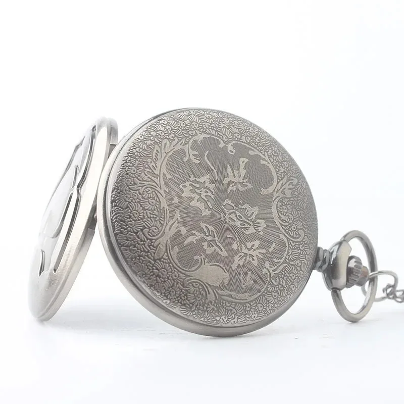 Vintage Quartz Pocket Watch Personality Engraved Flip Arabic Numerals Display Necklace Pendant Men's Ladies Student Gifts