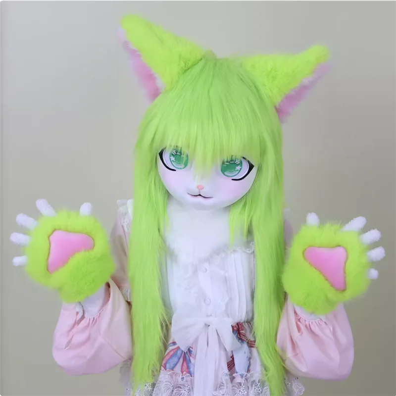 24 cores fursuit cosplay fone de ouvido peludo traje pata cabeça base comiket peludo kig kigurumi animal gato coelho besta máscara cosplay