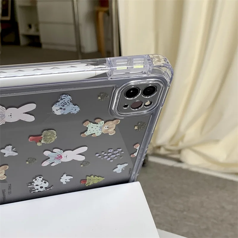 Capa de coelho fofa para apple ipad air 2024 13 polegadas pro 12.9 polegadas air 5/4 10.9 capa dobrável com suporte 10.2 ''10.5 11 polegadas 2022