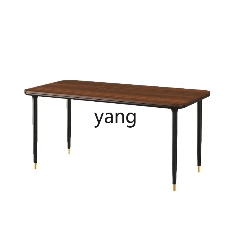 Yjq Geometric Dining Table Modern Minimalist Dining Room Rectangular Dining Table Black Walnut