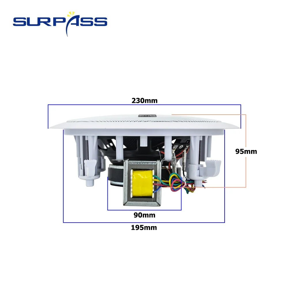 6.5inch 40W Ceiling Speaker Coaxial Passive Speaker Broadcast Loudspeaker Background Music Sound System for Hotel Subway Station