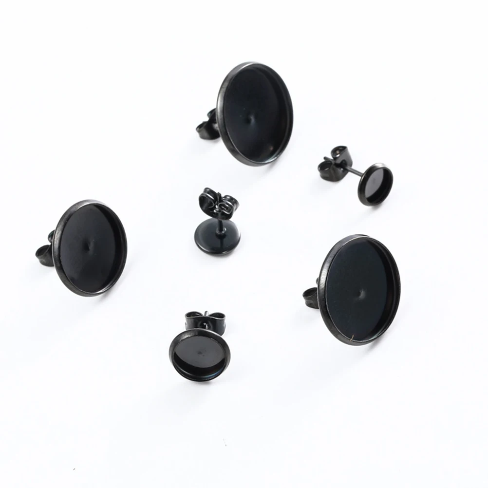 

10 PCS Ear Stud Earring Base Tray Jewelry Making Accessories Hooks Black Earrings