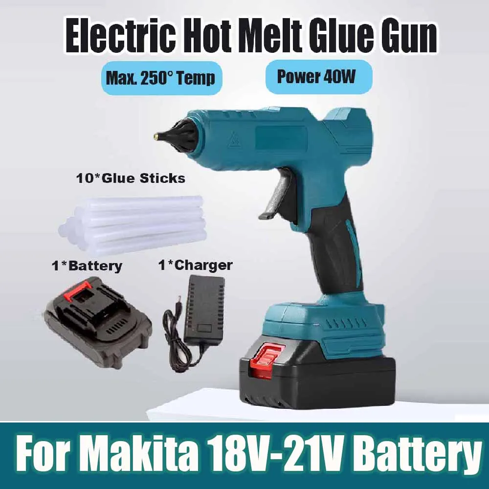 

Electric Hot Melt Glue Gun Battery Powered Cordless Electric Glue Gun 11mm Glue Stick Hot Melt Welding Air Gun W/Battery Charger