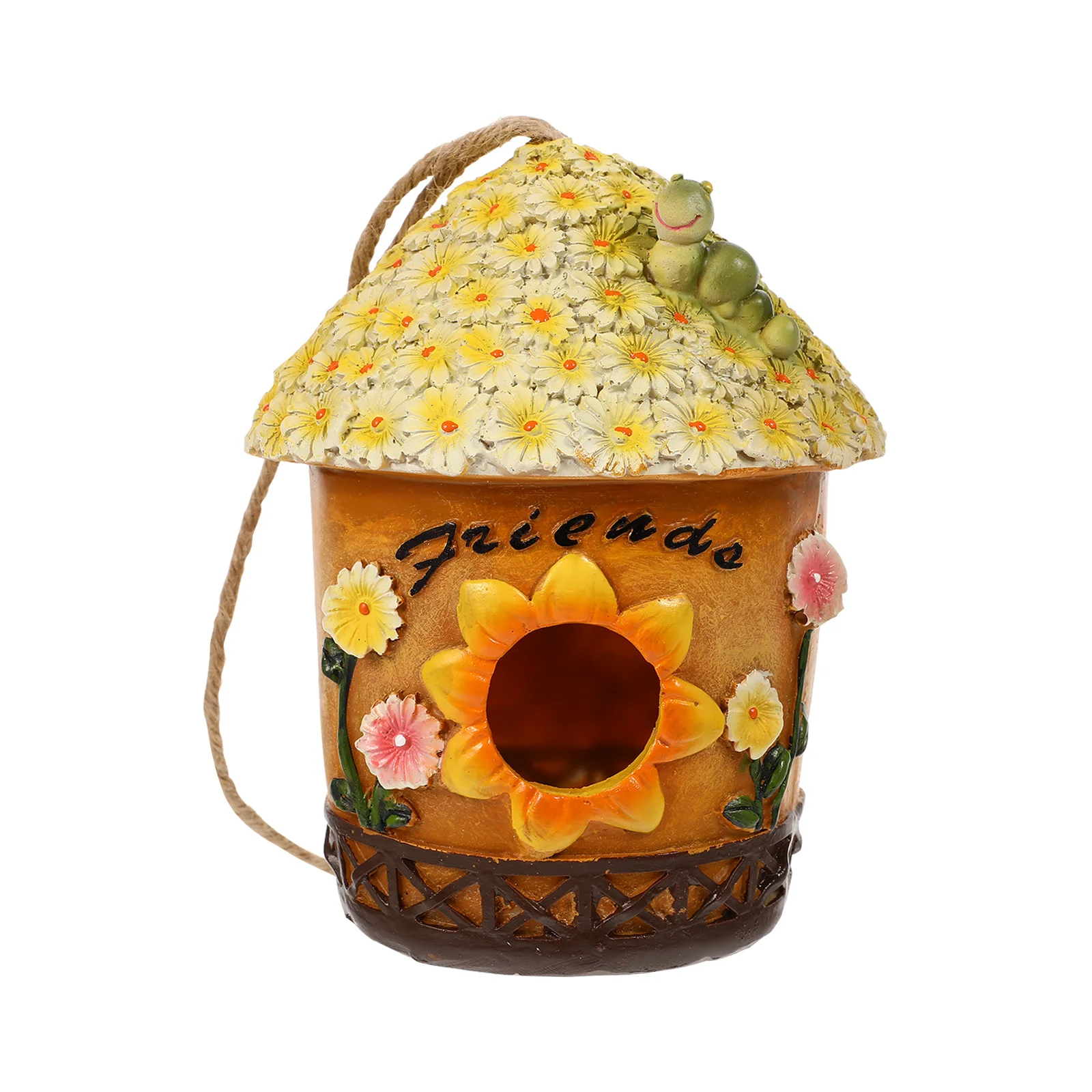 

1Pcs Resin Bird House Creative Flower Design Decorative Outdoor Garden Bird Feeder Crafts for