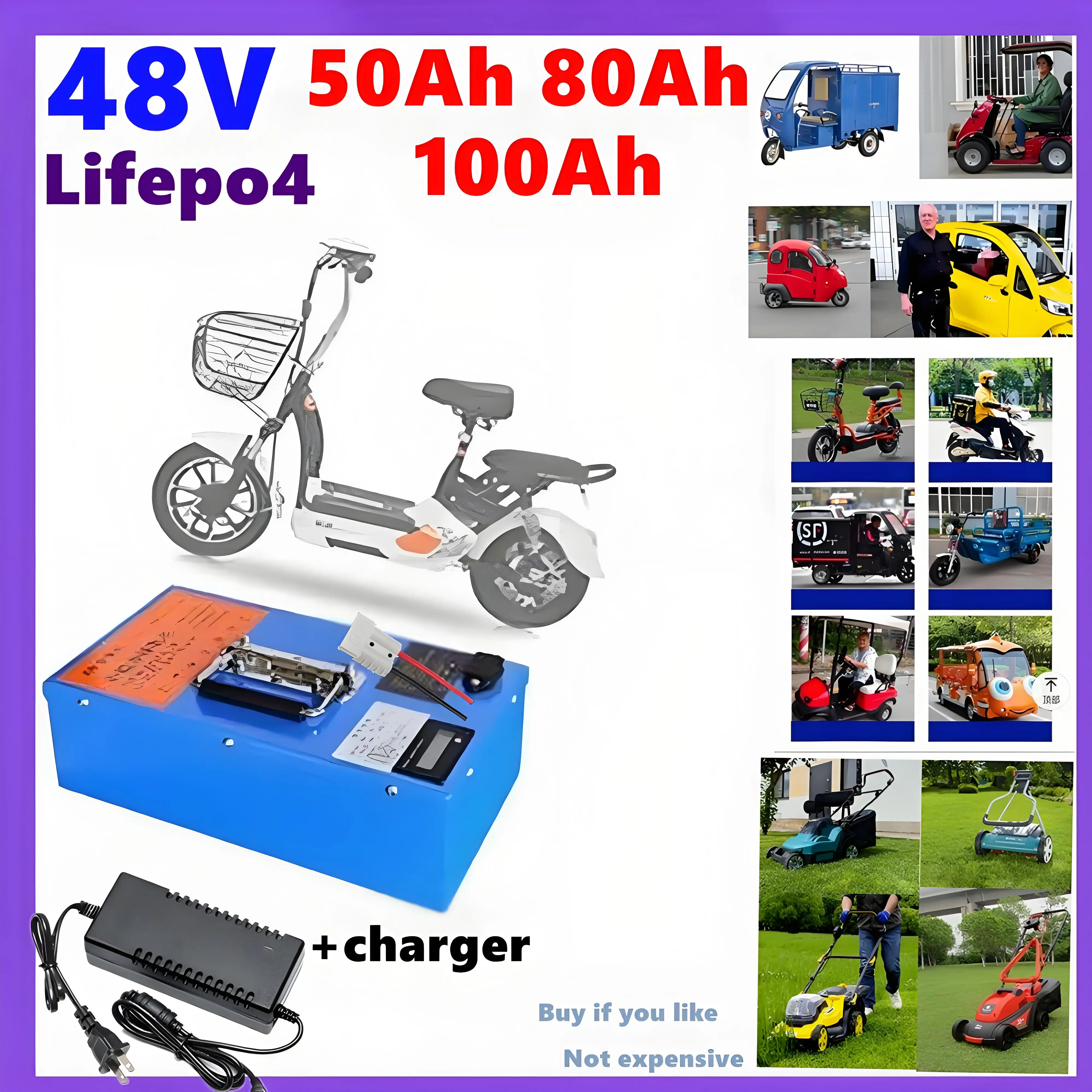 

48V 50AH 80Ah 100Ah Lifepo4 lithium battery pack for Ryobi RM480e RM300e ZT480ex 300MV Zero Turn electric riding mower scooter