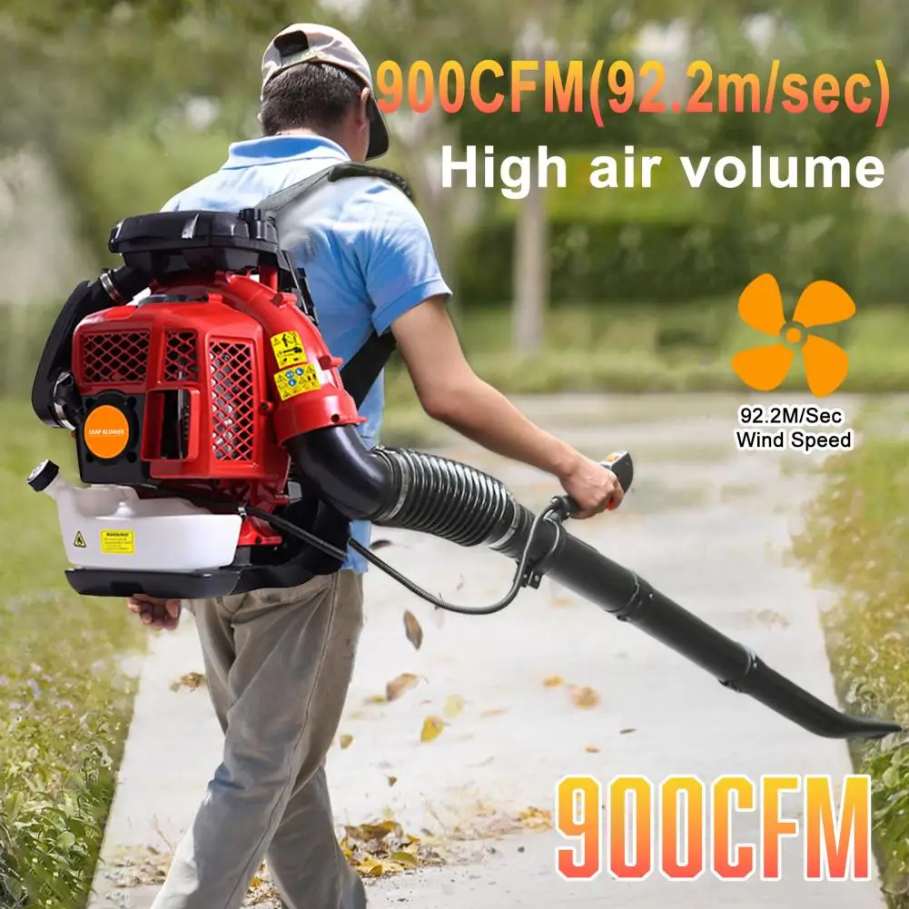 2-Stroke Snow Leaves Blower,80CC Gas Powered Backpack Style Road Dust Leaf Blower,900CFM Air Volume Easy Start Air Blower