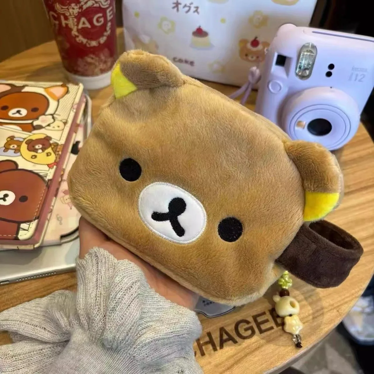 Rilakkum Japanese-style Cute Sundry Storage Bag Cartoon Bear Large-capacity Cosmetic Bags Portable Polaroid Storage Bags Gifts