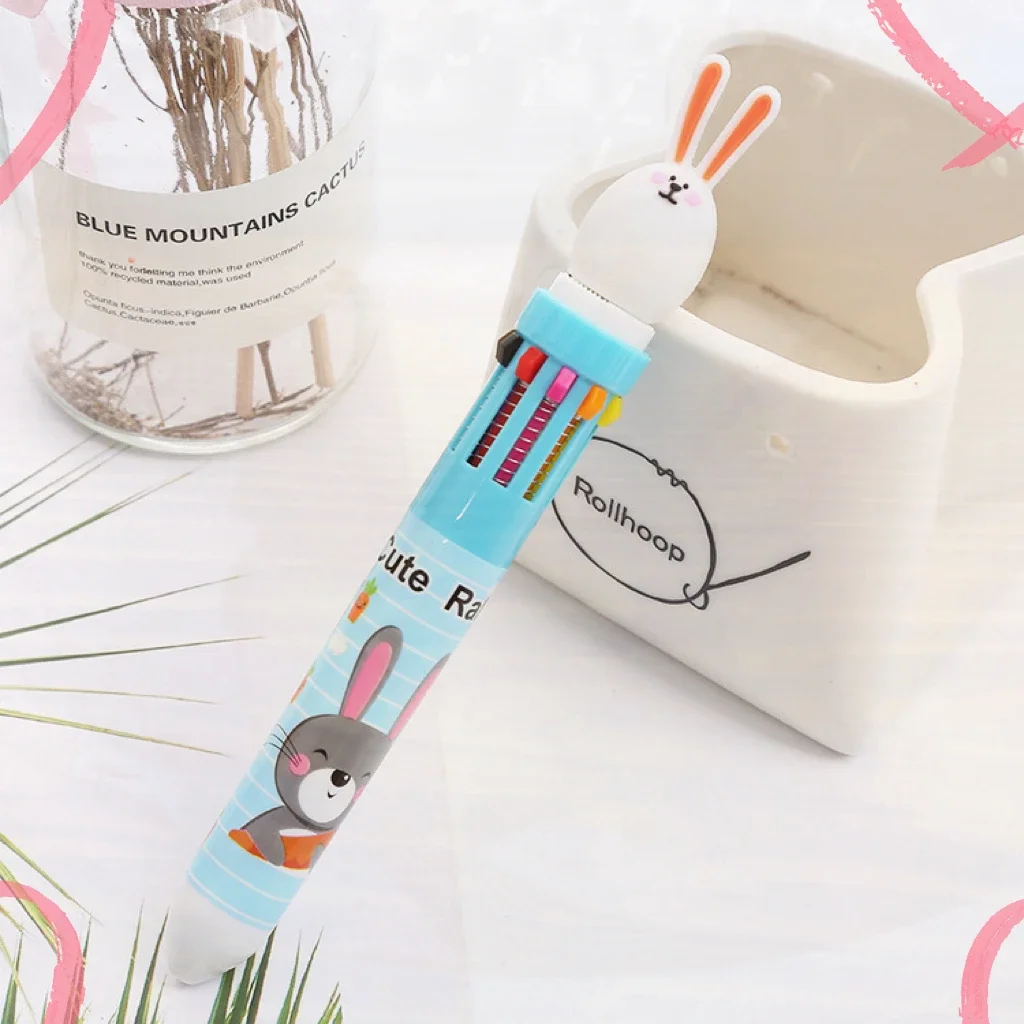 20 Pcs/set 10 Colors Creative Rabbit Ballpoint Pens School Supplies Kawaii Stationery Back To School