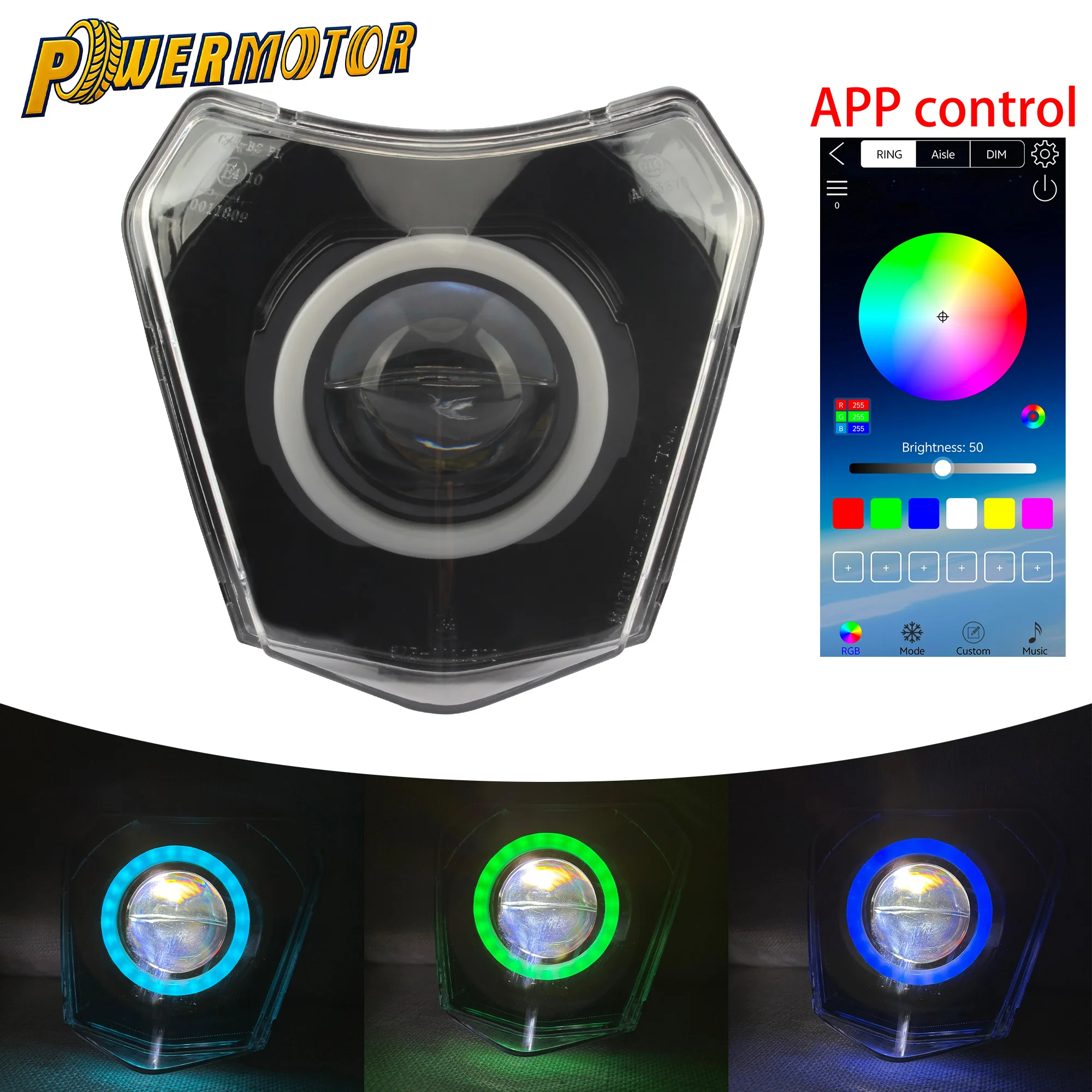 

Motorcycle LED Headlight Angel Eyes White Ring Headlamp For KTM EXC XC SX SXF EXCF 125-500 For Husqvarna 501 FE 2016 Modified