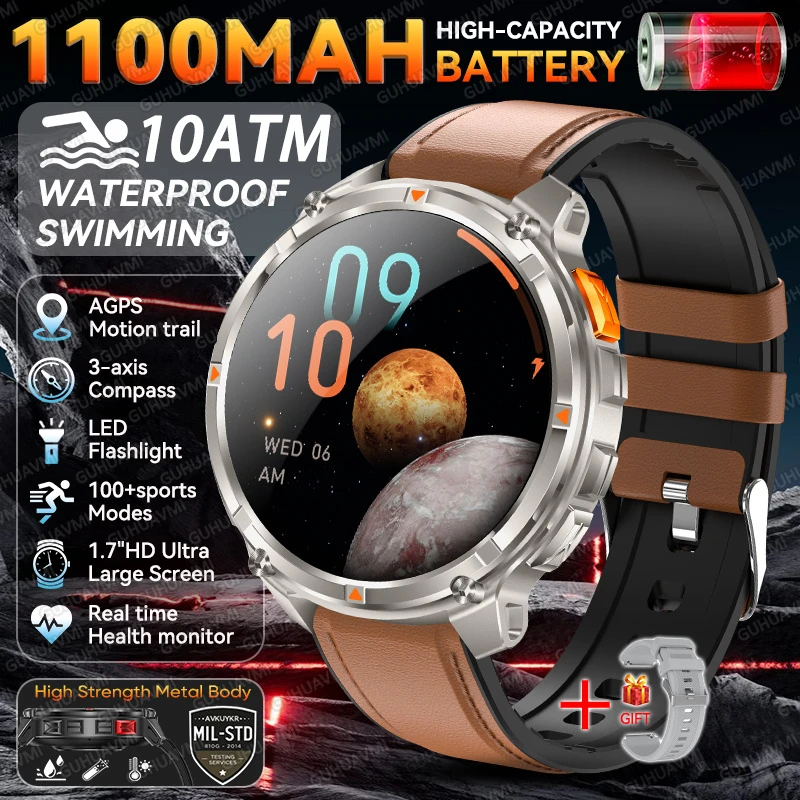 2026 Nieuwe T-Rex 3 Pro Smartwatch 1100mAh Lange Batterijduur Dual-Band GPS 10ATM Waterdicht Militaire Kwaliteit Sport Outdoor Smartwatches