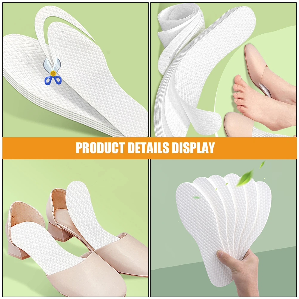 

10pcs 10 Pairs Wood Pulp Paper Insoles Absorb Sweat White 42 Code Small Size Cool Thin Pads Sports Activities Basketball Players