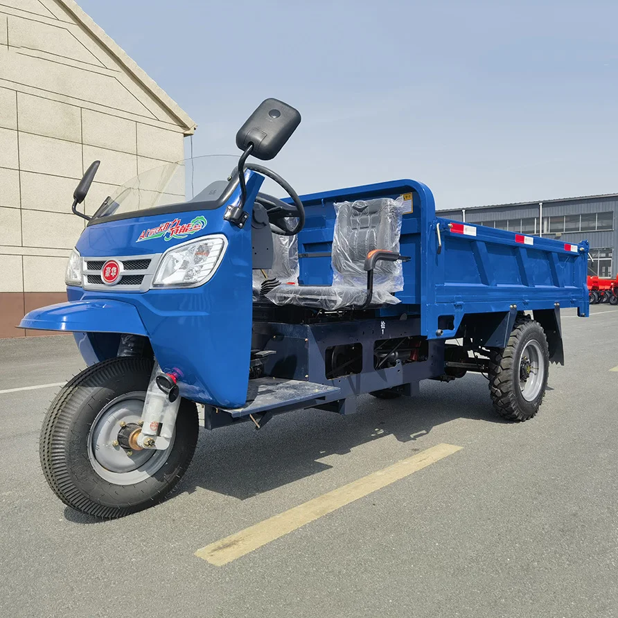 Open-Body Fuel-Powered 3 Wheel Cargo Motorcycle Tricycle for Adults with Dump Truck Design