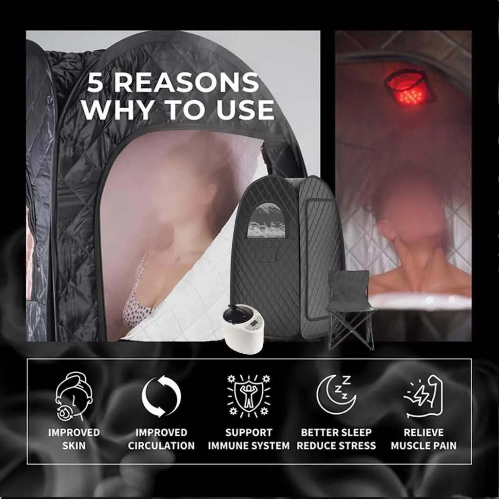 Portable Steam Sauna Indoor Home SPA Household Full Body Personal Sauna Tent with Folding Chair